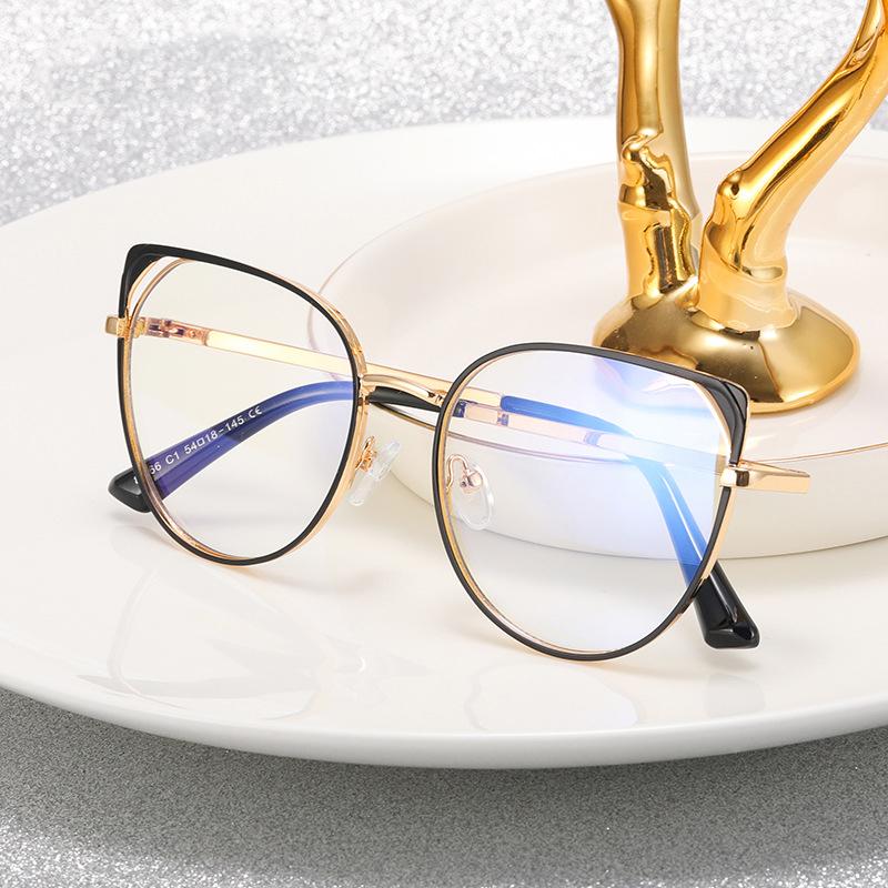 Stylish Blue Light Blocking Glasses Women Trendy Oval Metal Frame Computer Reading Eyewear +2 +3 Hyperopia