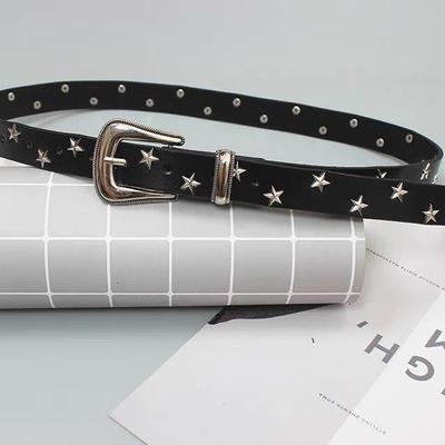 Rivet Punk Star Belt Ins Women'S Accessories Jeans Design Sense Niche Y2K Hottie Pentagram Belt Men