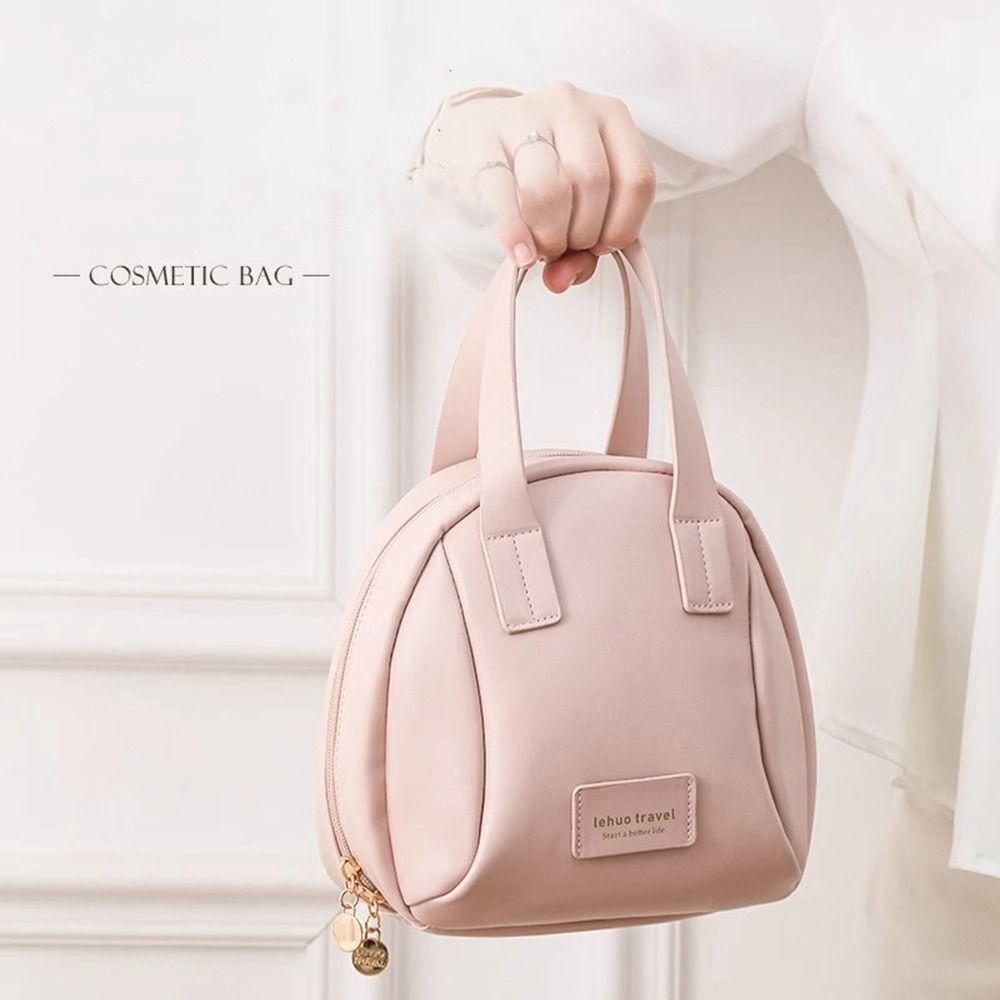 Shell Bag PU Leather Cosmetic Bag Zipper Small Square Bag Simple Makeup Pouch Bag Travel