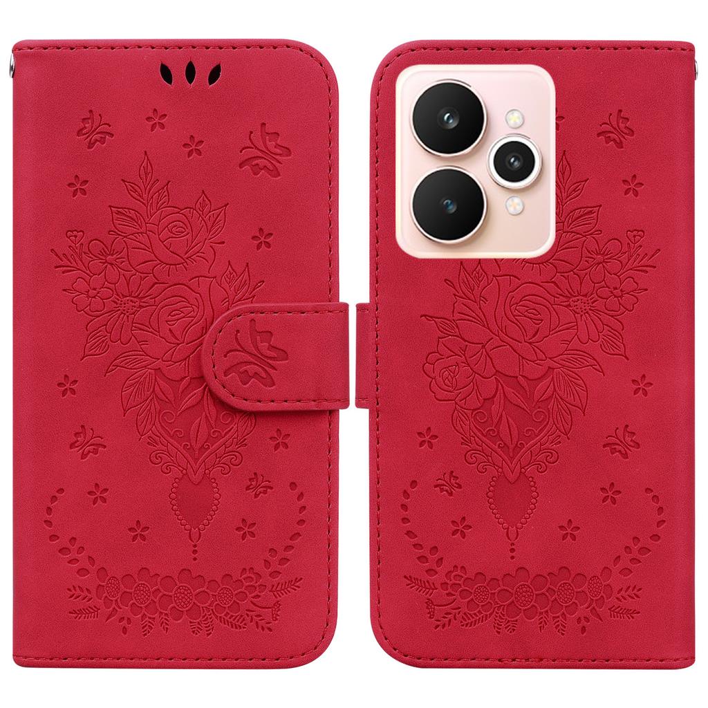 For Realme 15 Pro 5G/15 5G Case Butterfly Flower Imprint PU Leather Wallet Phone Cover with Strap