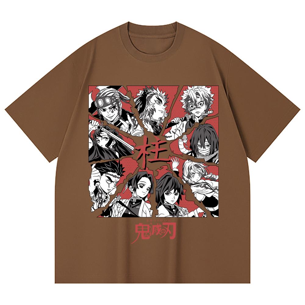 230 Gsm 100% Cotton Demon Slayer V81 Hashiras Print Unisex Heavy Cotton T Shirt