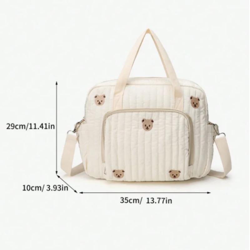 Korea Style Newborn Baby Care Diaper Bag Mummy Shoulder Bag Embroidery Quilted Stroller Diaper Storage Organizer Large Handbags