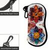 2D-Bohemian Stained Glass Flower Print Sunglasses Case, Protective Eyewear Pouch for Women, Floral Zipper Spectacle Box, Portable Travel Glasses Holde