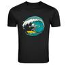 Good Vibes Only Skeleton Surfing Wave Surfer Graphic T-Shirt