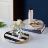 Nordic Light Luxury Marble Tray Golden Cosmetics Jewelry Storage Tray Storage Round Desktop Decorations Living Room Decorations