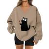 Women's V-neck Dropped Shoulder Halloween Print Sports Sweatshirt Top