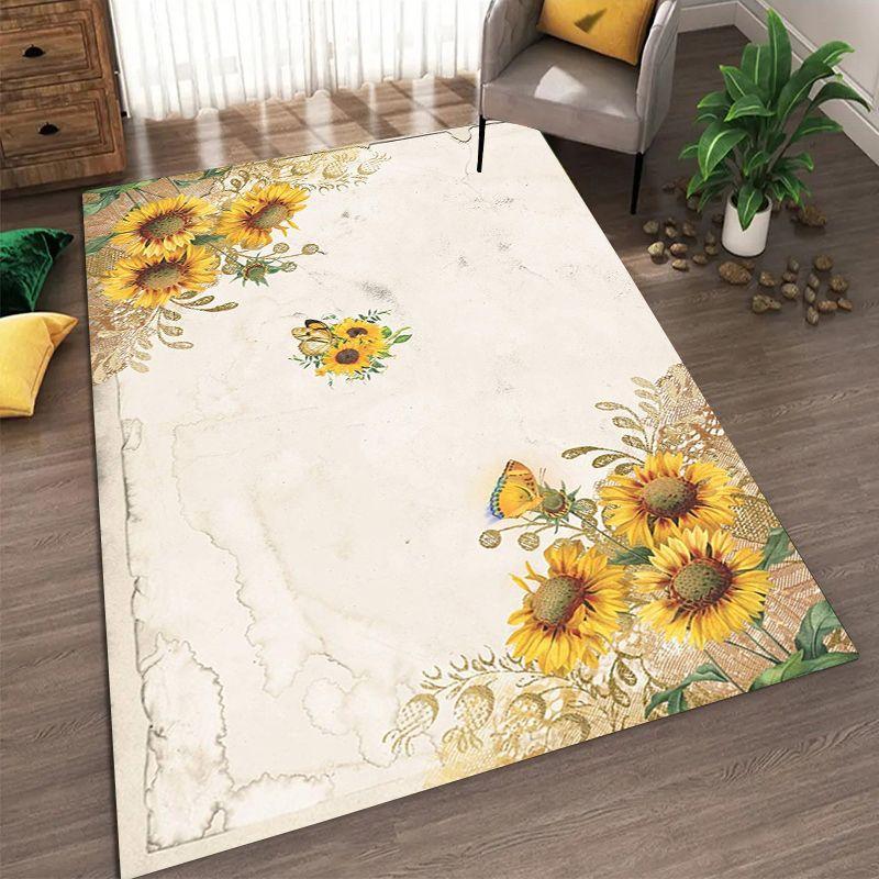 Sunflower Pattern Living Room Carpet Dirt Resistant and Easy To Maintain Foot Mat Bedroom Large-sized Floor Mat