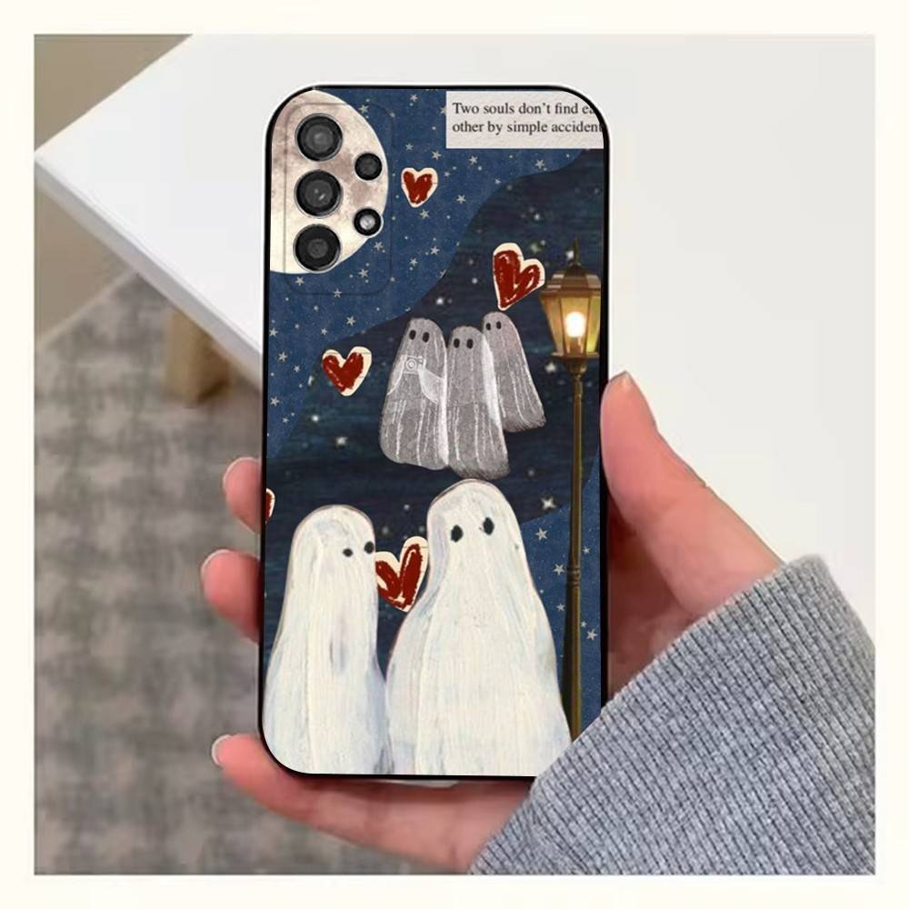 Lovely Ghost Case For Samsung S21,S9,S22,S25,S20,S10,Plus,Ultra,S24,S23,FE,Lite,Soft Silicone Black
