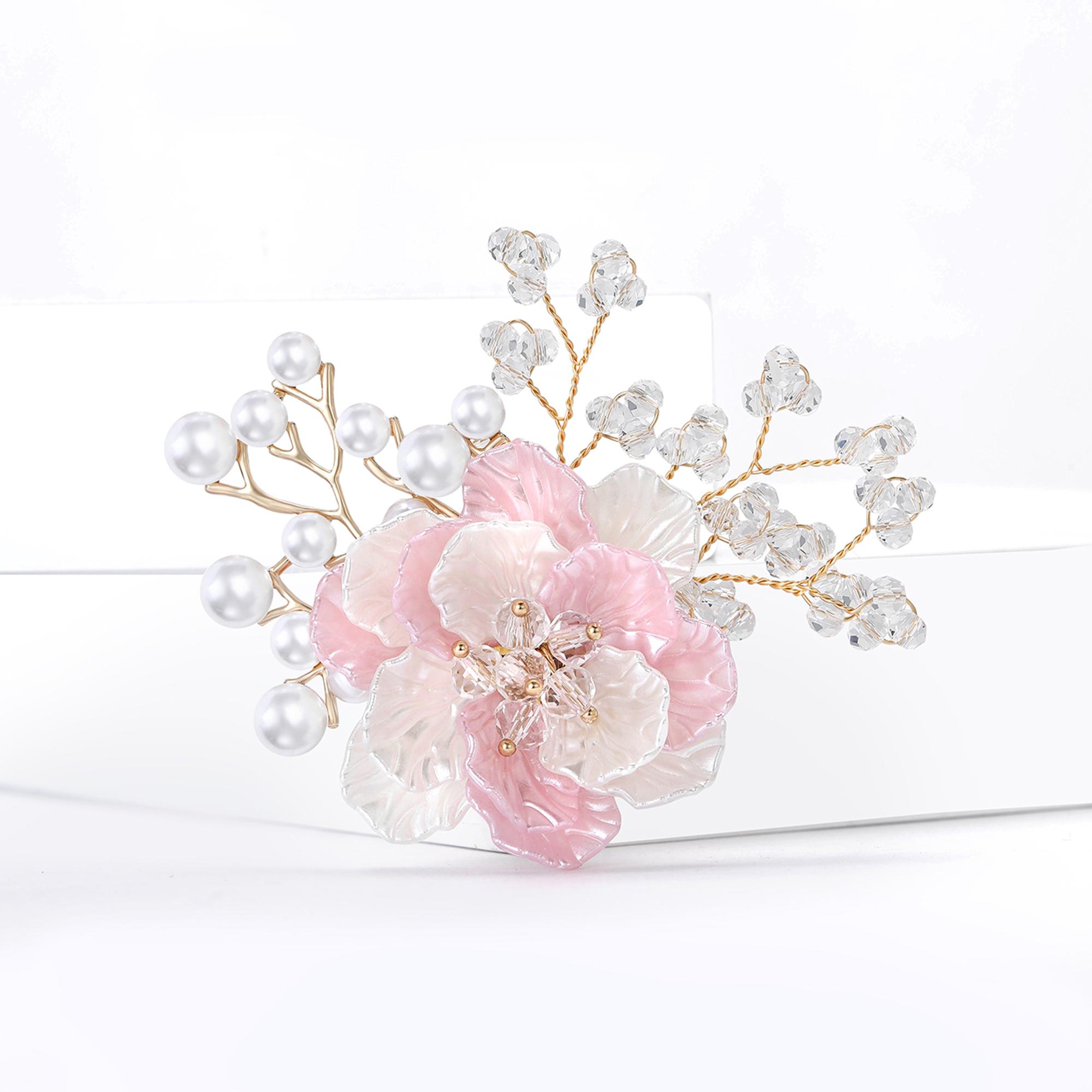 

Hand Woven Resin Flower Brooches for Women Pearl Plant Pins Event Party Funny Luxury Backpack Decoration Clothes Accessories