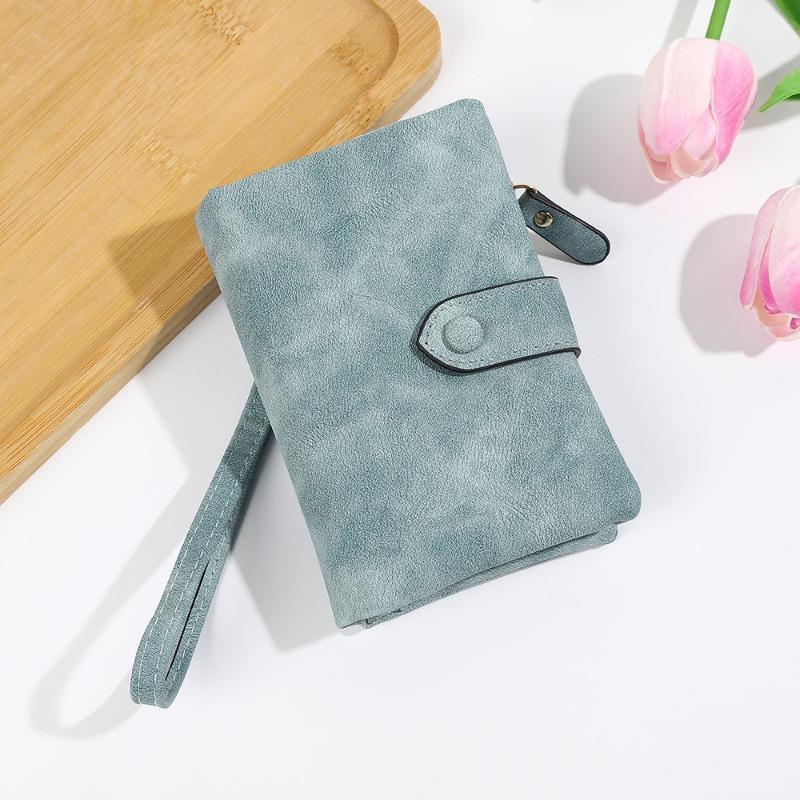 New matte women's wallet short soft leather three-fold multi-card wallet change bag