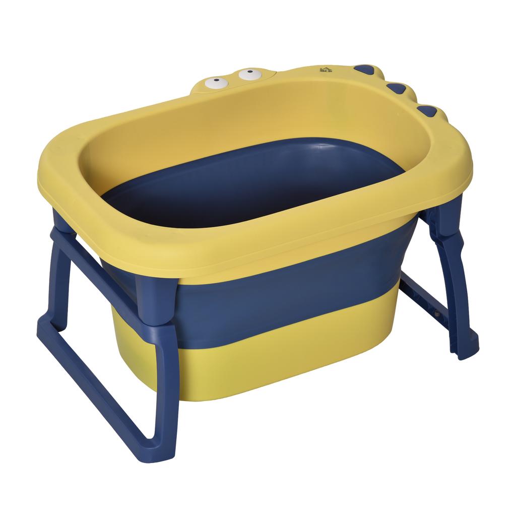 Foldable Baby Bathtub, Portable, Non-Slip Legs, 75.3x55.4x43 cm, Yellow/Blue