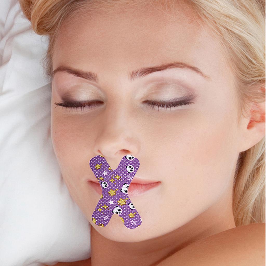 120 szt. Taśma przeciw chrapaniu w kształcie X Kreskówkowa przeciw oddychaniu przez otwarte usta Fizyczne zamknięcie ust Plaster na usta przeciw chrapaniu na podróże służbowe