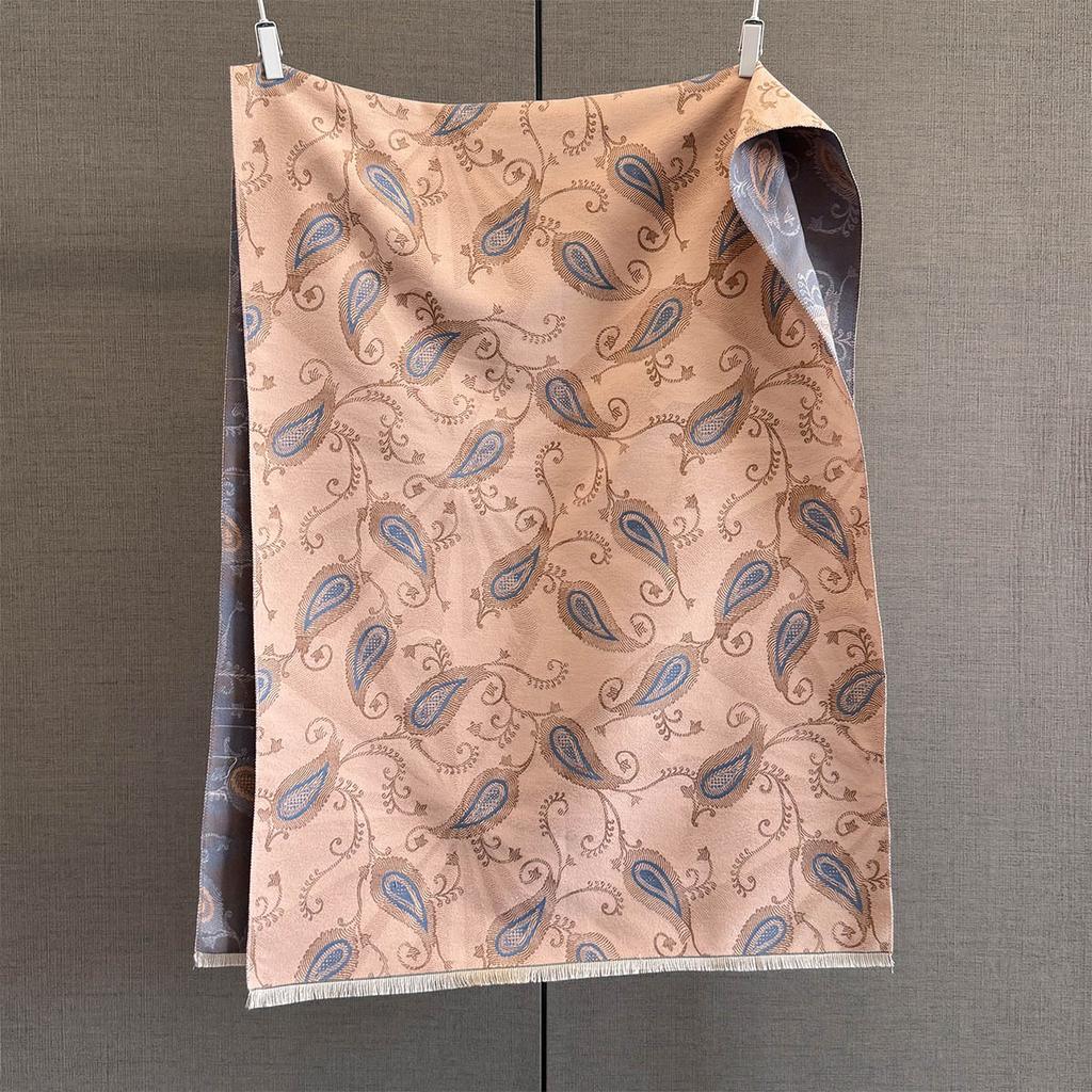 Autumn and winter versatile long fringed scarf women's imitation cashmere cashew flower shawl scarf