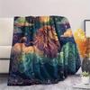 Starry Sky Lion  Print Flannel Blanket, High quality Comfortable for All Seasons, Home Decor, Warmth and Comfort