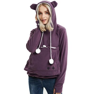 Women's Autumn and Winter Meow Star Pocket Cat Dog Kangaroo Cat Paw Cartoon Long-sleeved Hooded Sweater