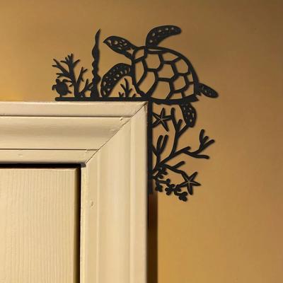 1 Piece Black Metal Marine Animal Door Frame Decoration Turtle Dolphin Octopus Seahorse Starfish and Other Patterns Suitable