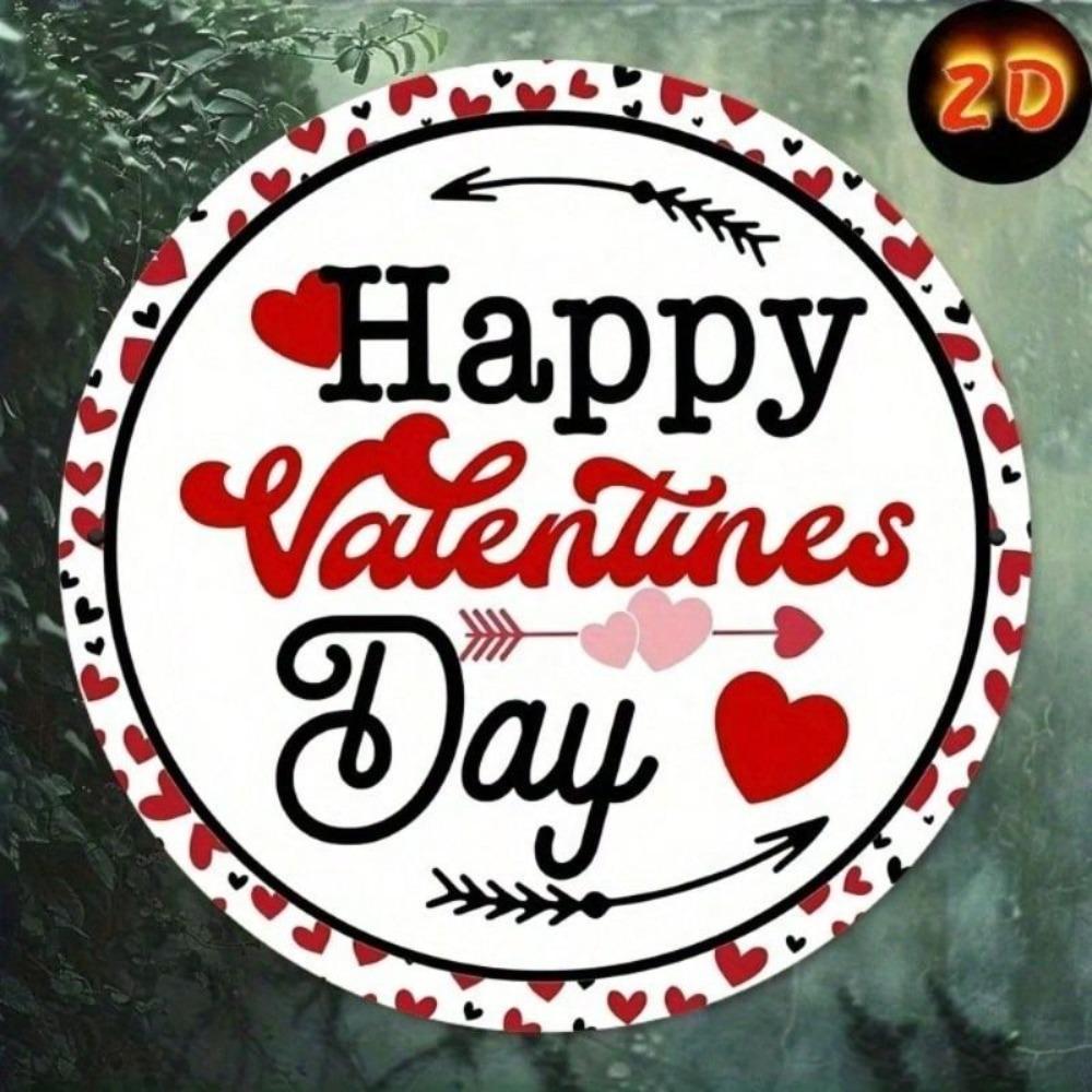Metal Wall Art Poster, Valentine Round Decor for Home