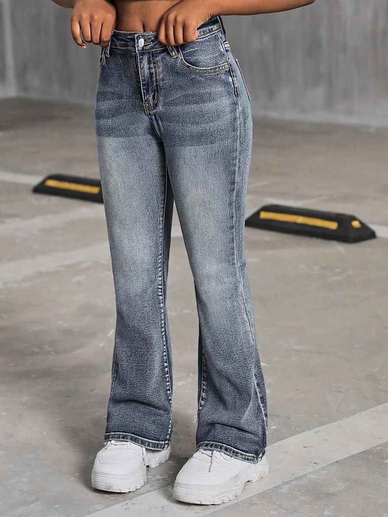 Trendy High Waist Elastic Flare Jeans for Teenage Girls - New European & American Style