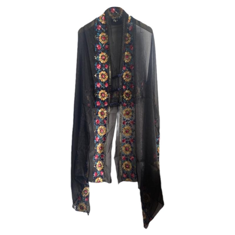 Soft Polyester Long Shawl with Intricate Ethnic Embroidery Shawl Elegant Shawl for Parties and Vacations