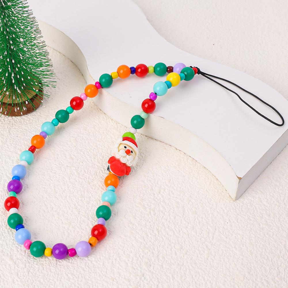 Ingenious Christmas Phone Wrist Strap Mobile Phone Chain Beaded Keychain Wristlet Lanyard Anti-lost for IPhone AirPods Samsung