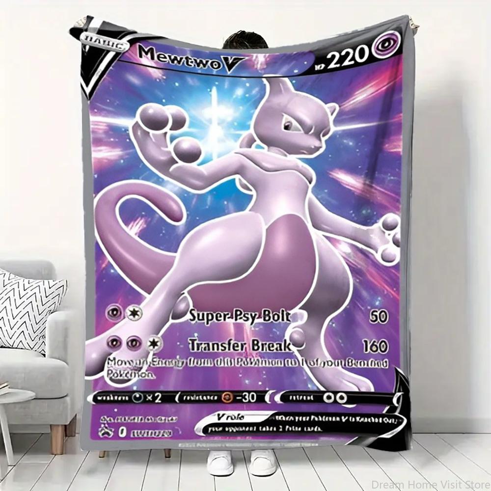 Pokemon Cartoon Kaart Pikachu Flanellen Deken Figuren Huis Bank Lunchpauze Dekens Kinderen Student Deken Slaaphoes Kinderen Cadeau