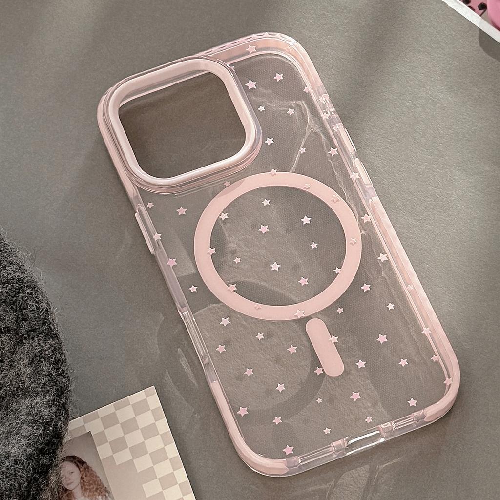 Girls Pink Star Suitable for Apple 16 Promax Mobile Phone Case Iphone13 Anti fall 15 Full Coverage 14 Magnetic Suction 11 Korean