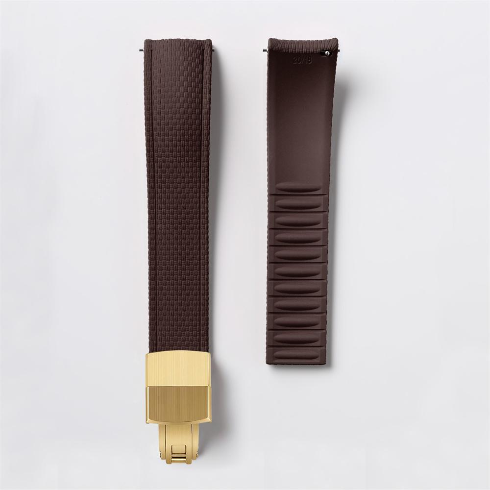 FKM Watch Band Fluoro Rubber Strap 18/19/20/21/22/24mm Quick Release Folding Clasp Cut To Size Replace Watch Bracelet for Men Women