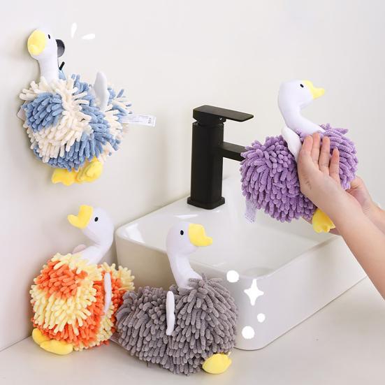 Asciugamano per le Mani Peluche Chenille Microfibra Morbido Assorbente Asciugamano Carino Oca Riccio Granchio Asciugamano per Cucina Bagno