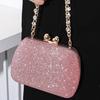 High Quality Pu Square Clutch With Rhinestone Heart Decor For Party And Night Out