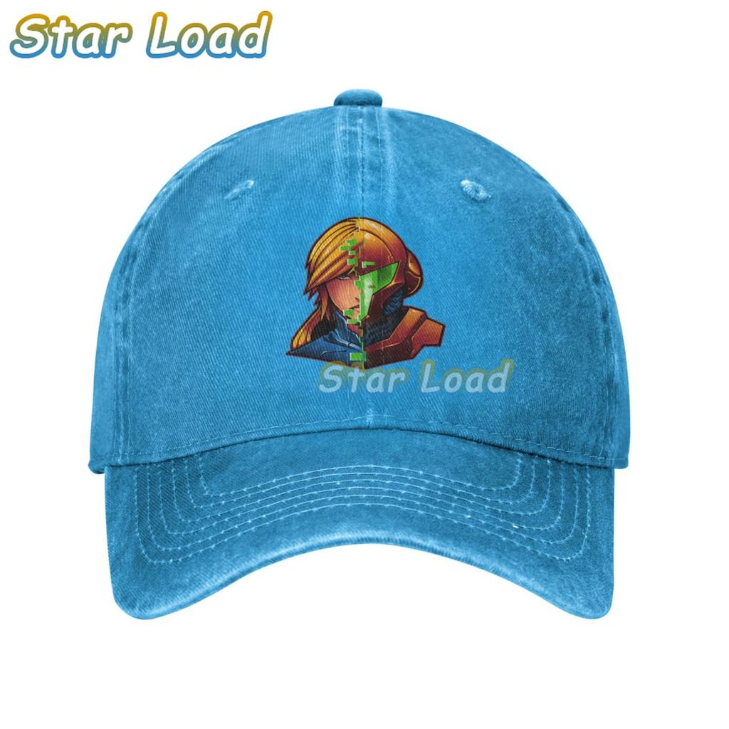 Fashion Cool Baseball Caps Trucker Hats Cowboy Peaked Cap Supre Metroid Logo Samus Action Game Sun Shade Hats for Game Lover