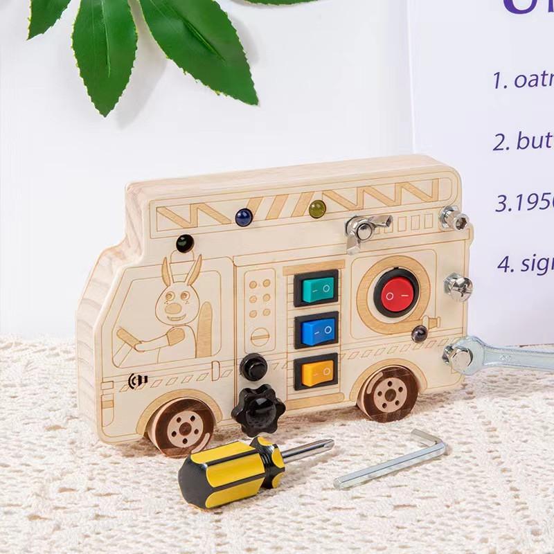 Learning Led Wooden Busy Board With Circuit Switches For Kids Toy Developmental