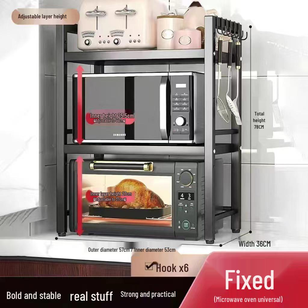 Adjustable Microwave & Kitchen Storage Rack for Countertop - Oven, Rice Cooker & Spice Organizer