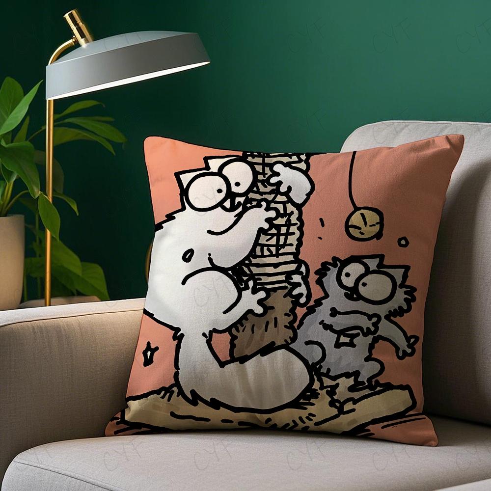 KawaiiS-Simons Cat B Cushion Cover Pillow Case Pillowcase Anti-dustmite Pillow Invisible zipper silky short plush Sofa cushion