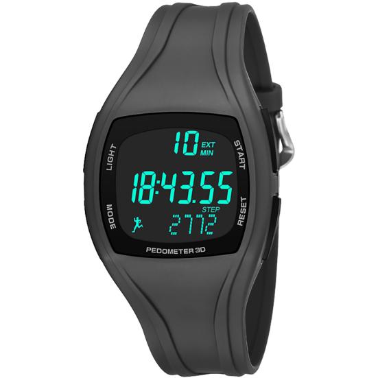 

3D-шагомер с сигнализацией и хронографом, многофункциональные мужские цифровые наручные часы, водонепроницаемые серый