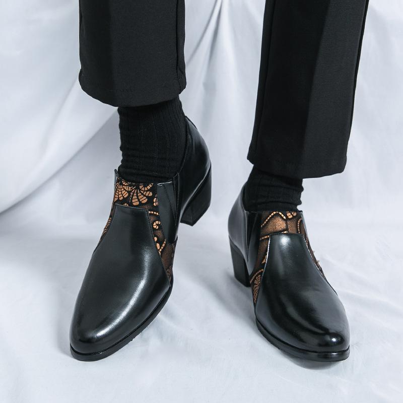 Men's Business Leather Shoes 46 Large Size New Casual Leather Shoes Fashionable Men's Height-increasing Dress Shoes Retro Leather Shoes