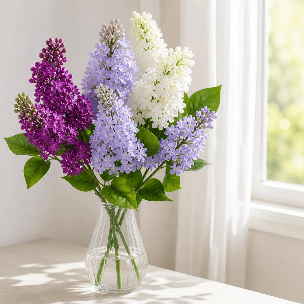 New Silk Artificial Lilac Flower Decorative Fake Faux Flower Handmade Craft Wedding Bouquet Ceremony Arrangement