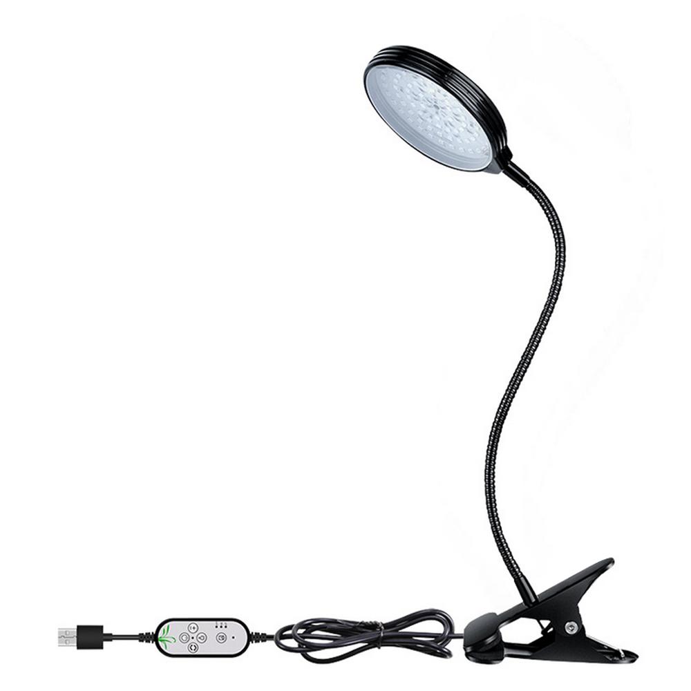 USB Pflanzenwachstumslampe Rot & Blaues Spektrum Einstellbare Schreibtischklemme Wachstumslampe für Zimmerpflanzen 5 Dimmbare Stufen 4/8/12H Timer