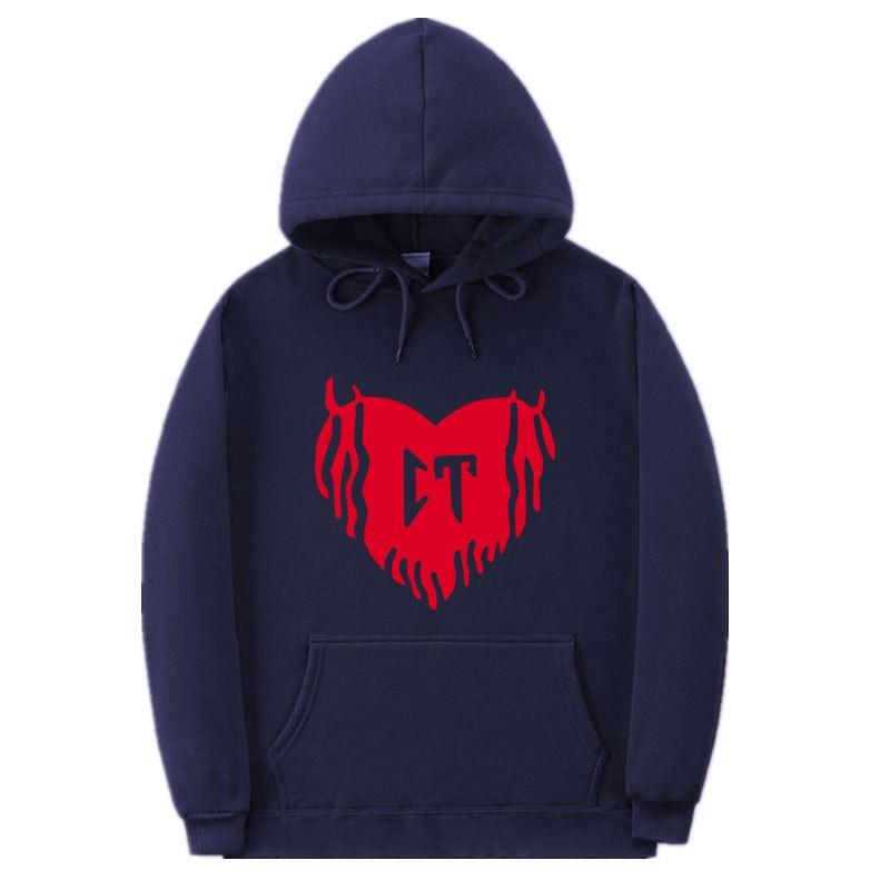 Unisex Oversized Hooded Sweatshirt With Printed Design Ribbed Hem Loose Fit Long Sleeve Cotton Pullover Winter