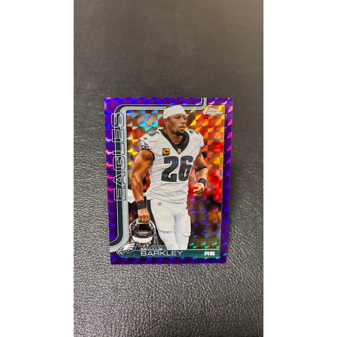 Used /75 NFL Topps Chrome Saquon Barkley Card
