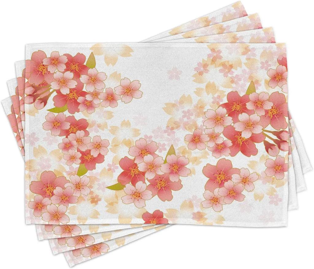 30x45CM Vintage Rose Place Mats Red Floral Dinning Room Afternoon Tea Washable Fabric Placemats for Dining Table