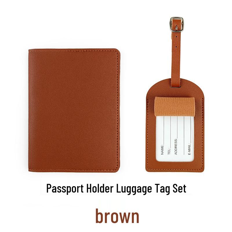 Customizable PU Leather Passport Holder & Luggage Tag Set with Paper Card Inclusion