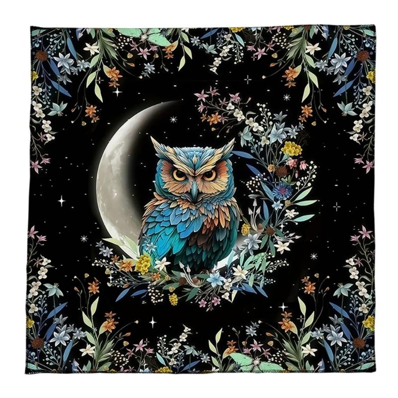 Sun Moon/Owl Pattern Astrology Tablecloth Tarots Divinations Tablecloth Altars Cloth Divinations Board Game Accessory