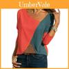 Stylish Women T-shirts Long Sleeve Round Neck Patchwork Pullover Slim Fit Female Tops