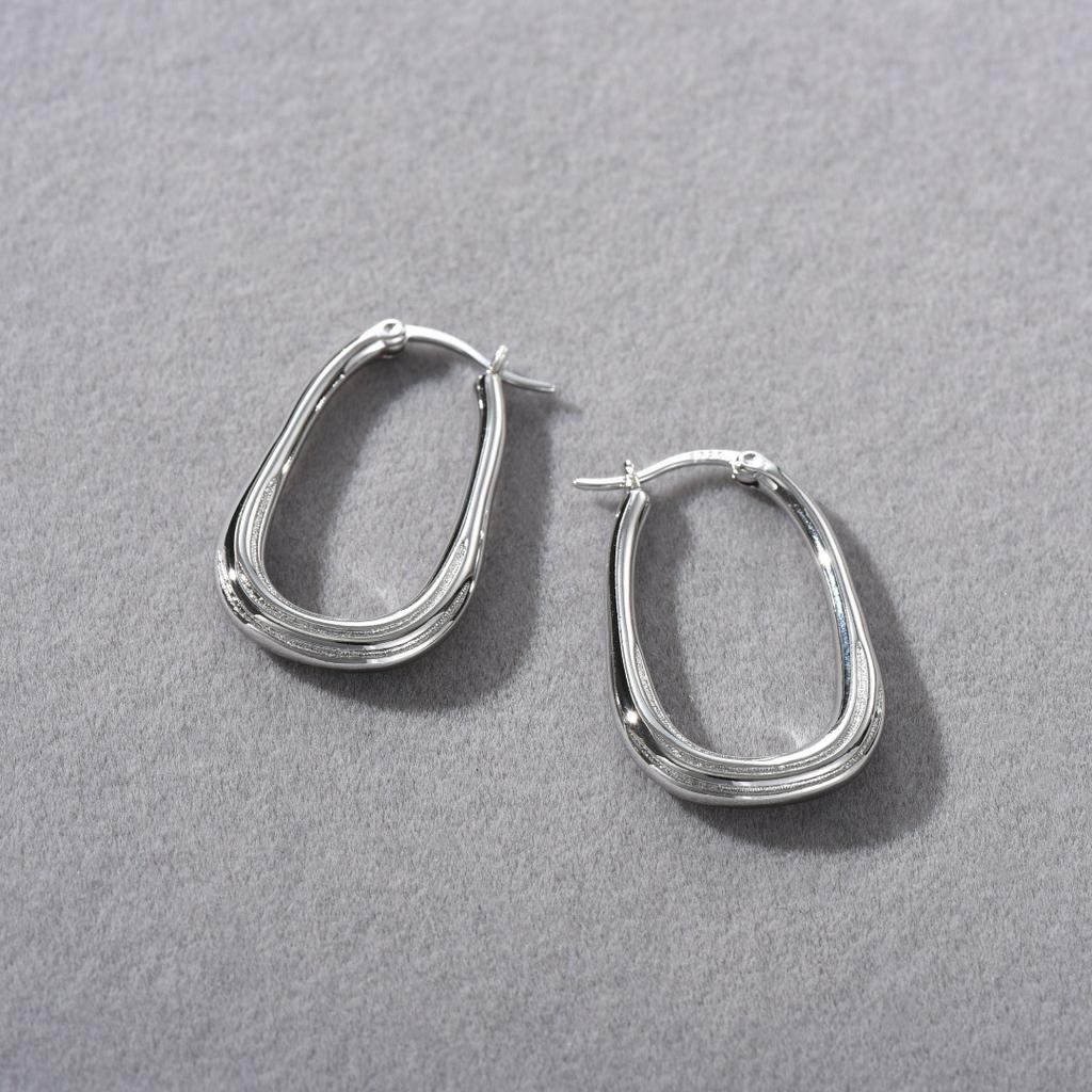 Premium Temperament Irregular Texture Plain Ring S925 Silver Needle Ear Buckle Earrings Niche Daily Commuting Must Enter Earrings Women