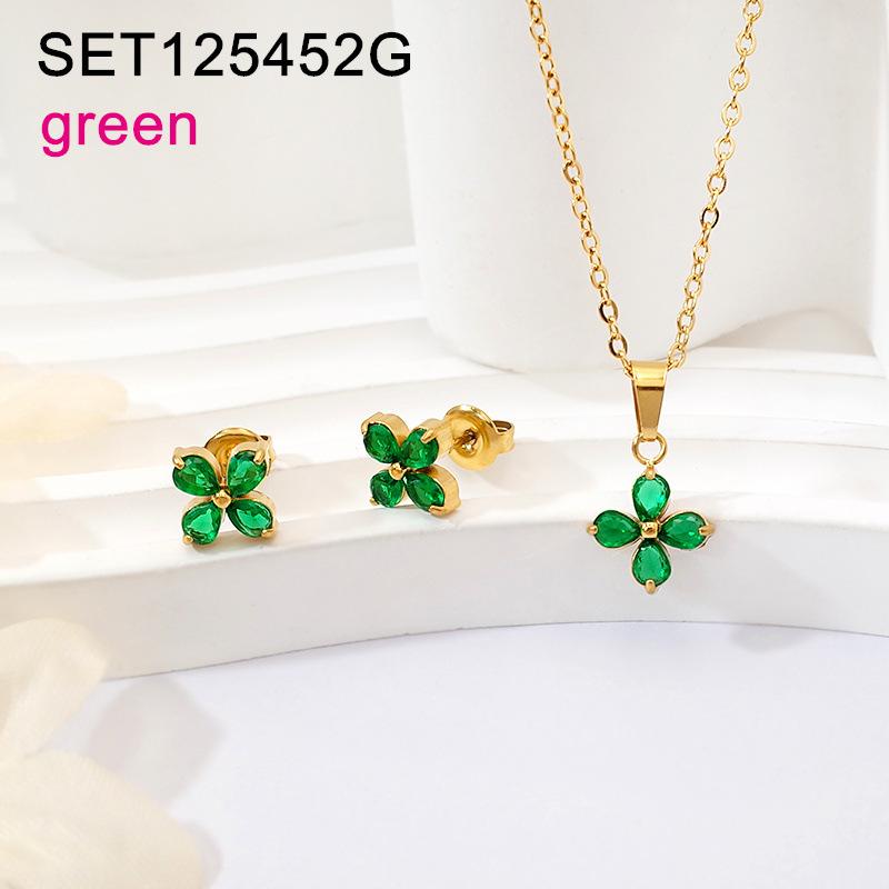 Trendy, understated luxury: titanium steel necklace and stud earring set for women. fade-resistant, elegant jewelry
