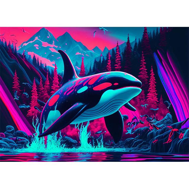 Abstraktes Neon Tier Pink Lila Drucke Poster Leinwand Malerei HD Modernes Wandkunst Bild für Spielzimmer Schlafzimmer Heimdekoration