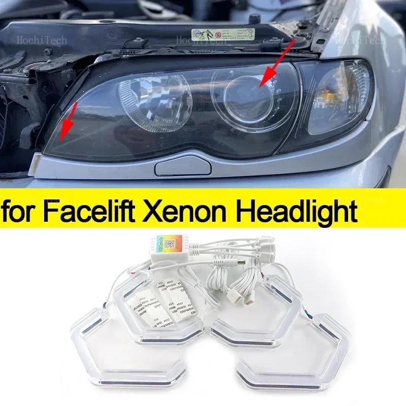 For BMW 3 Series E46 Sedan Facelift 2001-2005 M4 Style RGB Ring Angel Eyes Phone APP Control Remote LED Headlight Light Rings