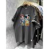 Trendy Cartoon Print Casual Plus Size Loose-Fit Cotton T-Shirt