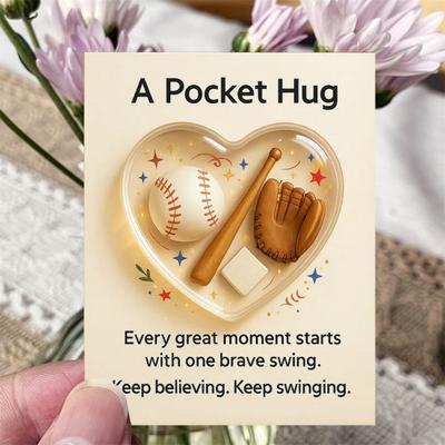 Sports-Themed Pocket Hug Football Golf Tennis Soccer Baseball Pocket Hug Heart Token Emotional Support Gift with Inspirational Cards for Athletes