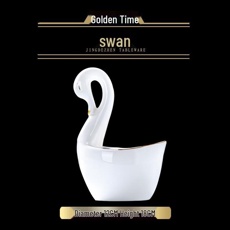 Jingdezhen Ceramic Swan Tableware with Gold Edge